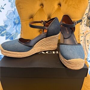 Coach Raine Denim Espadrille Wedge - Blue